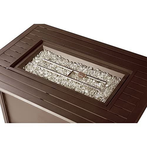 Image of Oakland Living Istanbul-FPT-BN Rectangular 46 in. x 31 in. Aluminum Propane Pit, Glass Beads, Two Covers, Lid, 57,000 BTUs in Brown Finish Fire Table