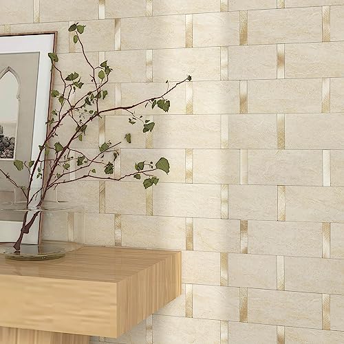 M MOFIT Lot de 10 autocollants imperméables pour carrelage mural de cuisine, salle de bain, crédence, carrelage de métro mat (beige)