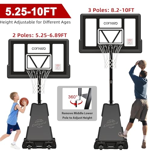 Image of Basketball Hoop 44 /48 /54 Inch with Sandbag Adjustment 5.25-10FT
