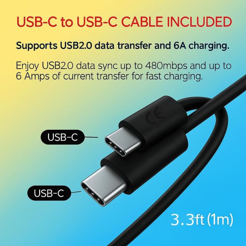 Image of Motorola 68W Type C2C Charging Charger Data Cable for Motorola Edge 60 Stylu usb |Edge|Ultra| Fusion|Pro|Neo|razr|Stylus|G06|G05|G85|G45|G64|G84|G62|G54|G84|G67|E40|G35|G96|G82|G86 C- BLACK