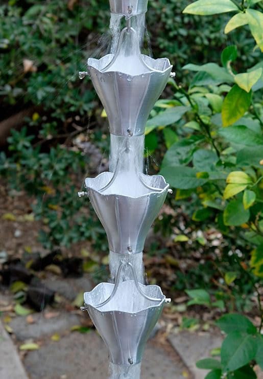 Nutshell Stores Star Flower Cups Rain Chain - Aluminium - 15 Feet