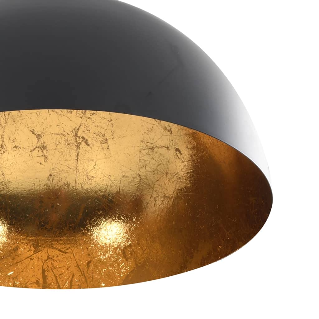 vidaXL 2x Lámparas de Techo Semiesféricas Iluminación Hogar Uso Residencial o Comercial Diseño Moderno Elegante Sencillo Decoración Negra y Dorada E27