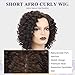XIUFAXIRUSI XIUFAXIRUSI Short Curly Afro Wigs for Black Women Mixed Brown Kinky Curly Bob Wig with Side Bangs African American Synthetic Full Hair Wig