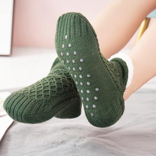 Image of Non slip floor socks Fuzzy Curly Fur Memory Foam Loafer Thick velvet slippers, autumn and winter warm home floor anti slip foot protection covers,