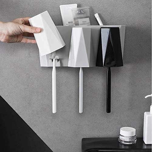Toothpaste Toothbrush Holder with Cups Wall Mounted Toothbrush Storage Rack Bathroom Accessories Set Bathroom Organizer Rack