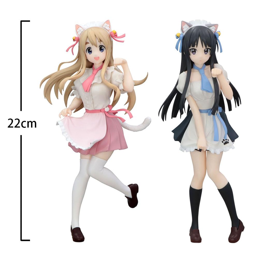 DEXSHUN Akiyama Mio Figura Anime Manga Figuras Oreja de Gato Estilo Delantal Modelo Kawaii Niña PVC Anime Estatua Decoración Adornos Regalos para Fans 22 cm