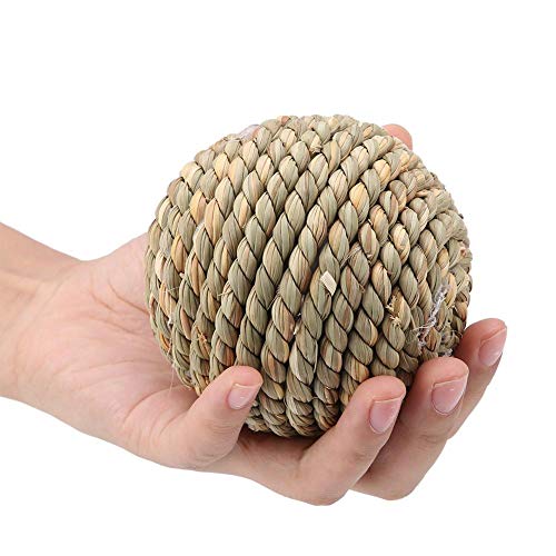Pet Rattan Ball Natural Straw Ball Toy Safe Parrot Chew Toy Rabbit Chewing Exercise Toys for Bird Rabbits Guinea Pigs Chinchillas Squirrel and Other Small Animals - Image 3