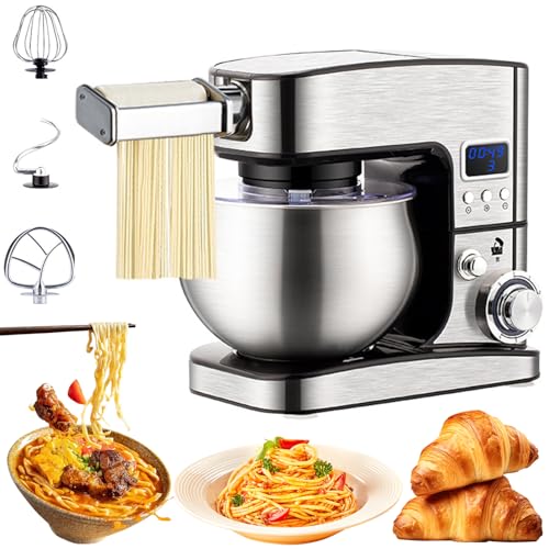 5l Mixers For Baking, 5 In 1 Food Mixers For Baking With Bowl, 3 Types Of Mixers, 6 Speed Control, Led Display, Splash Guard, Juice Blender, Meat Grinder, Stainless Steel Food Mixer Kitchen thin