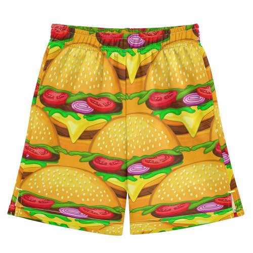 J JOYSAY Hamburger Onion Yellow Boys Athletic Shorts Kids Youth Casual Shotrs with Pockets Elastic Waistband