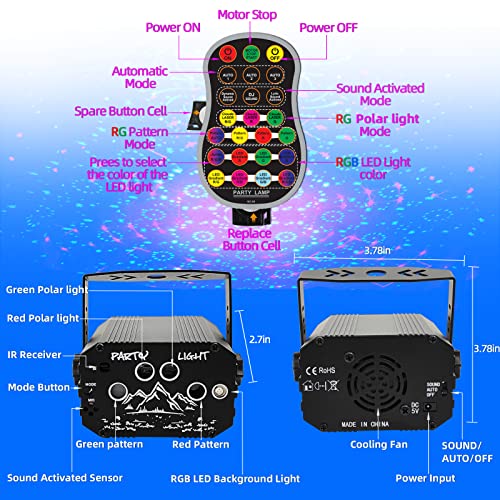 New Upgraded Party Northern Lights, Portable Disco Dj Light With Unique Nebula Effect, Strobe Led Light Remote Control, Sound Activated Rave Stage Projector For Indoor Outdoor Birthday Show Home Bar #TOP4
