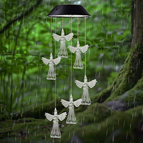 X-PREK Memorial Angel Wind Chimes for Mom s Best Gifts Solar Color Changing Waterproof Wind Chime Birthday Gifts for Mom/Grandma Outdoor Indoor Decor