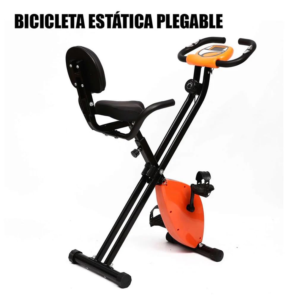 Bicicleta Estática Plegable Almalux® con Respaldo Lumbar | Pantalla LCD y 8 Niveles de Resistencia | Soporta 100 kg