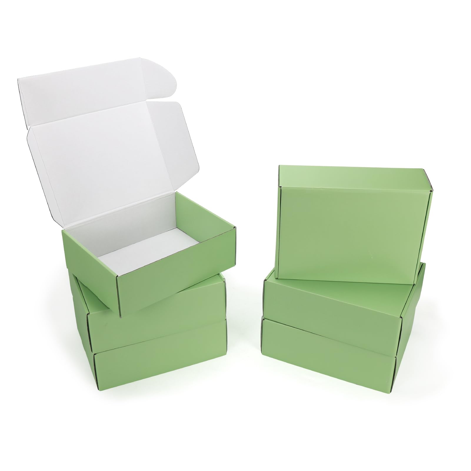 PHAREGE 12x9x4 inch Gift Shipping Boxes Bulk 6 Pack Green, Tab Lock Tuck Top Mailing Boxes for Packaging Small Business, Medium Cardboard Mailer Boxes for Wrapping Present