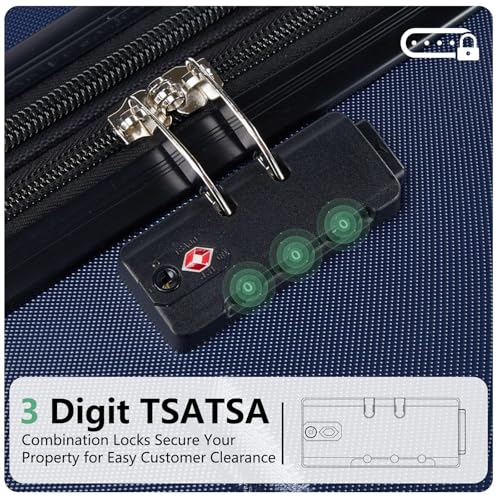 20-Inch Hard Sided Expandable Suitcase with 360-Degree Rotating Wheels - Blue Travel Luggage for Easy Mobility 6