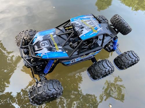 スーパー6輪水陸両用オフロード車1:8超大型登山車の長さ48.5CMマルチモーター6輪駆動子ギフトホリデーギフト大人ギフト車モデル(オレンジ/ブルーランダムに送信)