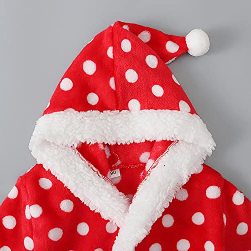 Baby Girls Polka Dot Christmas 𝐁athrobes Outfits Hoodie Long Sleeve Velvet Coats Cute Warm 𝗦leepwear For Toddler Boys2
