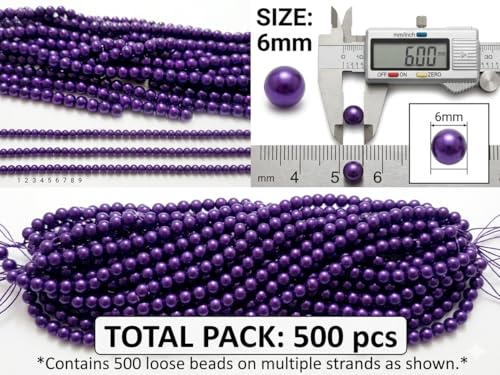 Image of Plastic 6 mm Beads /moti Kit 500 pcs for Jewellery Making /Craftwork /Decorations (Voilet)