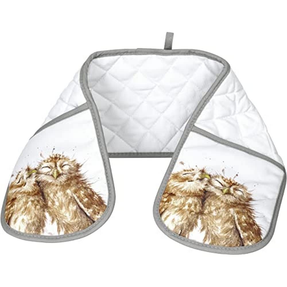Wrendale Double Oven Glove (Owl), Cotton, Multi-Color, 88 x 18 x 1 cm