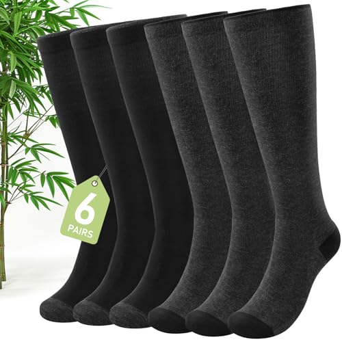 SONORAN Bamboo Viscose Compression Socks for Women (6 Pairs) 20-30 mmHg Knee High Support for...