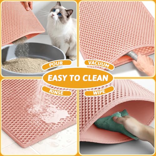 Image of Pieviev Cat Litter Mat Double Layer Waterproof Urine Proof Trapping Mat 1 Pack (Red, 30x24 Inch (Pack of 1))