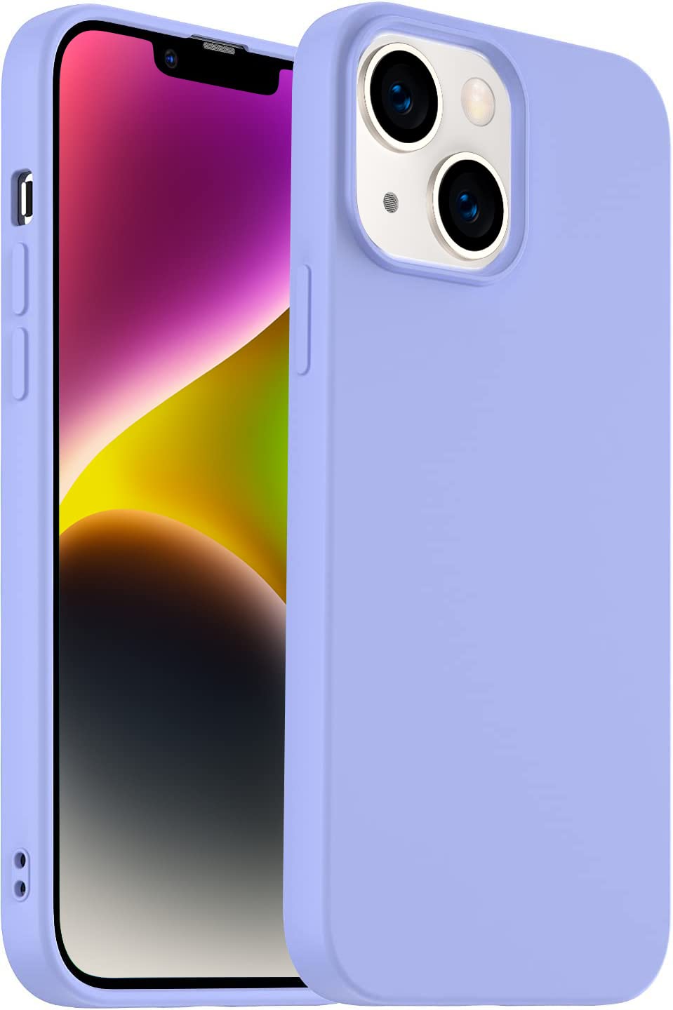 Amytor Designed for iPhone 14 Case, Silicone Ultra Slim Shockproof Phone Case with Soft Anti-Scratch Microfiber Lining, [Enhanced Camera Protection]