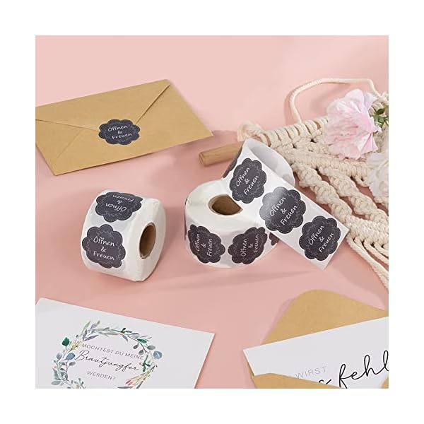 Öffnen und Freuen Aufkleber 600 Stück 40mm Blumenförmige Etiketten auf Rolle Geschenkaufkleber Selbstklebend ideal für Geschenkverpackung,Hochzeit,Überraschung,Individuelles Design – Bild 5