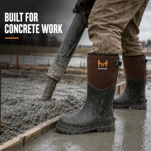 Image of Hunthor Steel Toe Rubber Work Boots, Puncture-Proof with Steel Shank