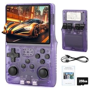 R40S Pro Handheld Mini Retro Gaming Console, 3800mAh Battery, 256GB Storage, 3.5-Inch Full-Lamination IPS HD Screen, Built-in 20+ Emulators(Purple)