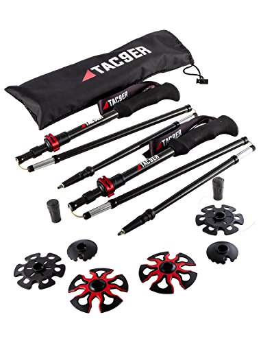 TAC9ER Lightweight Carbon Fiber Folding Trekking Poles - Adjustable Collapsible Walking Sticks with Quick Flip Lock for Hiking, Snowshoeing, Skiing, Camping, Backpacking