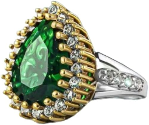 Ssjewel 3 Ct Pear Diamond Two Tone Art Deco Ottoman Style Vintage Engagement Ring For Women 14K Gold Plated Hurrem Sultan Wedding Ring 925 Sterling