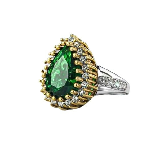 Ssjewel 3 Ct Pear Diamond Two Tone Art Deco Ottoman Style Vintage Engagement Ring For Women 14K Gold Plated Hurrem Sultan Wedding Ring 925 Sterling