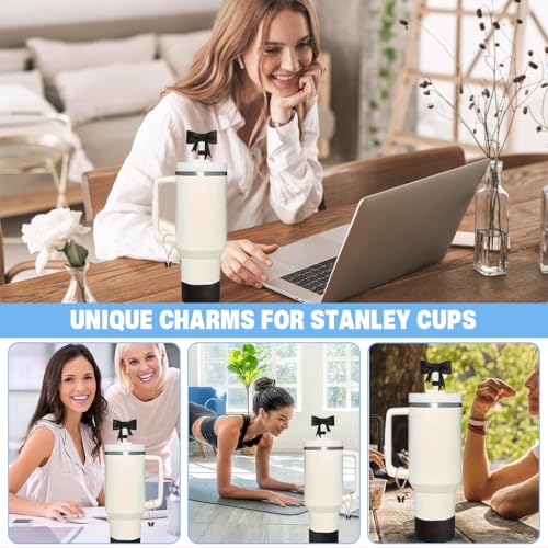 Image of HASTHIP 9Pcs Cup Accessories for Stanley Charm Kit with 2 Reusable Straws, Cleaning Brush, Butterfly Handle Charm, Lid Straw Hole Plug, Bottom Sleeve, Spill-Proof Set(Cup NOT Included)