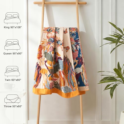 Image of LUTBM Boho Throw Blanket for Couch 50 inchx60 inch, 100% Cotton Fall Bed Blankets