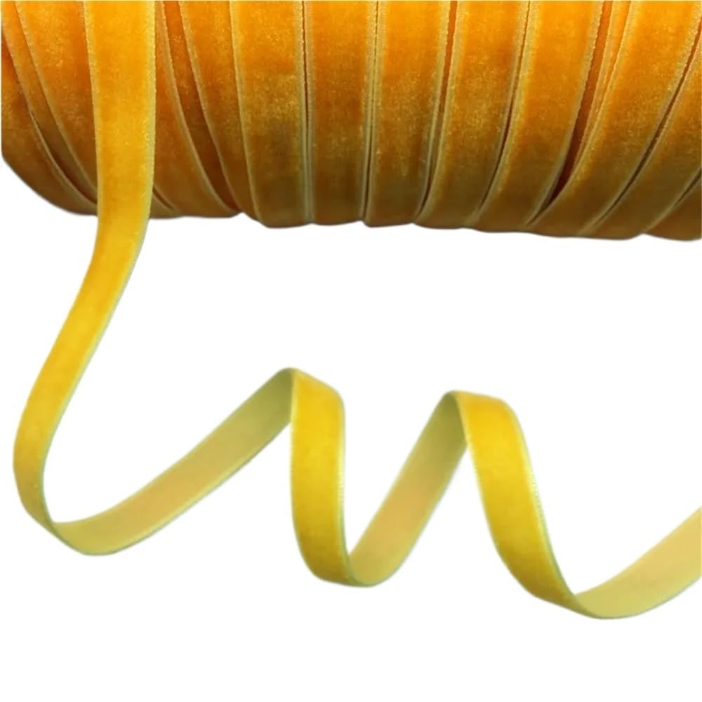 WEITINGKKK Ribbons for Gift Wrapping, Home Decor Velvet Ribbon 5 Yards 10mm Multicolor 1 Roll(Yellow)