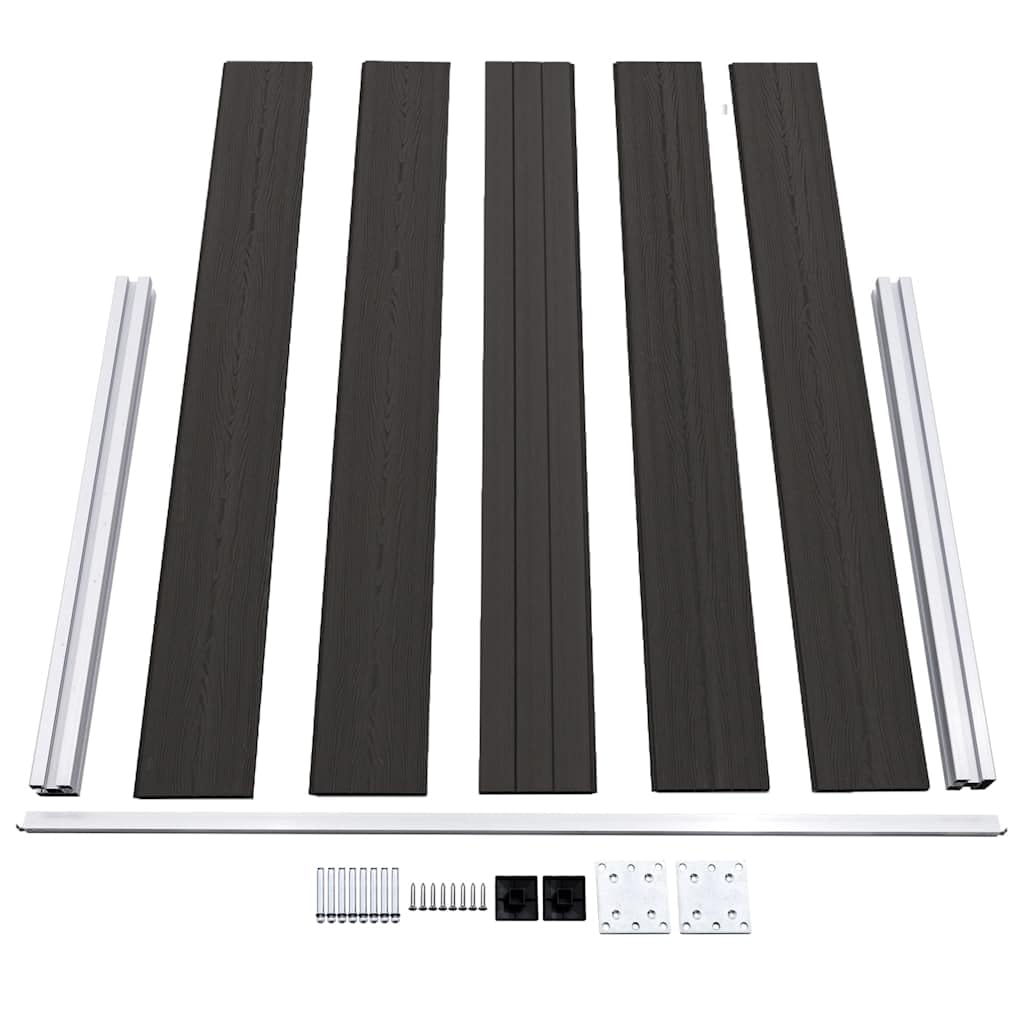 WPC Zaunelement 180x105 cm Schwarz, Sichtschutzzaun mit Holzoptik, langlebiger WPC Zaun für Gartenabgrenzung, modulares System mit Aluminium-Oberprofil