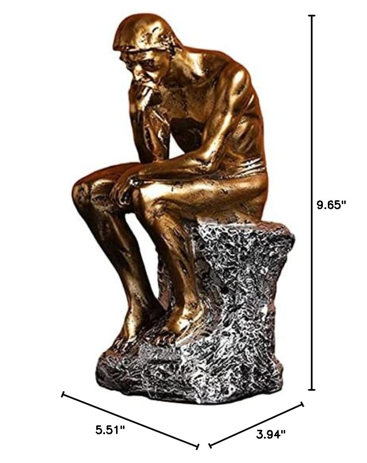 Estatua moderna de pensador en resina dorada miniatura 6