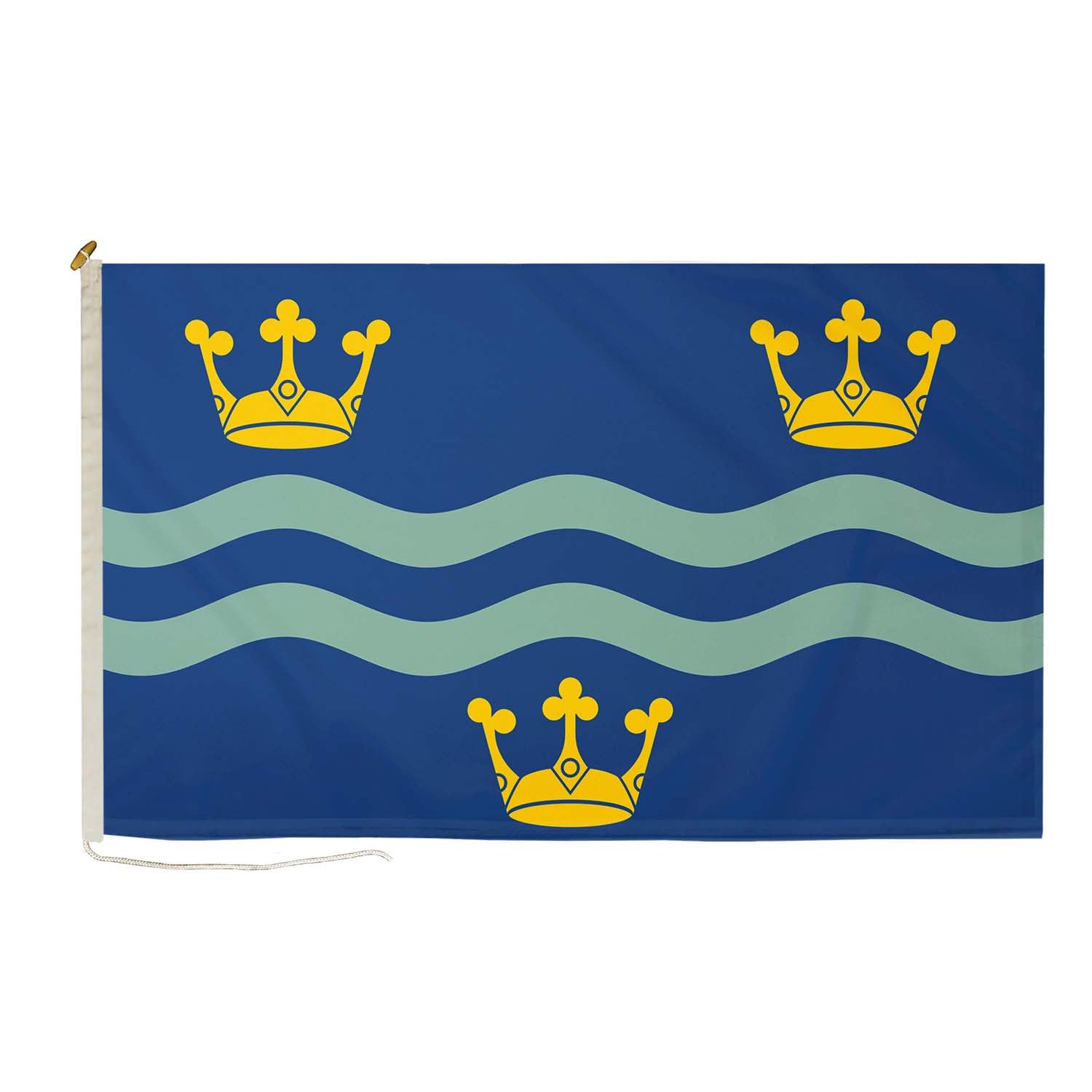 DuraFlag Cambridgeshire Blue County Flag 5ft x 3ft Rope & Toggle Premium Quality Polyester with Reinforced Stitching Weatherproof Fade Resistant Traditional English County Flag โ image 1