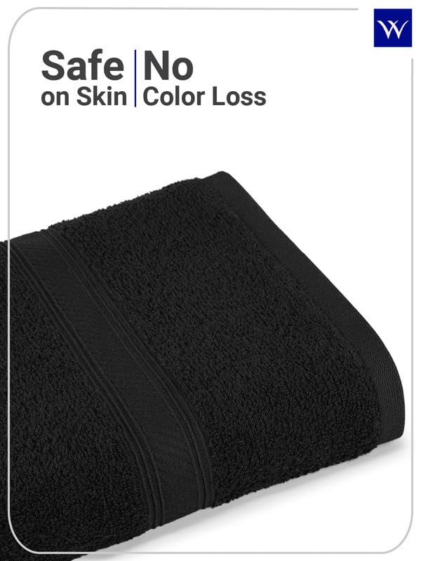 Image of Welspun Alpha 100% Cotton 420 GSM Dobby Weave Solid Premium Large Bath Towel | Super Absorbent, Quick Dry & Ultra Soft - 84 x 180 Cm - Black