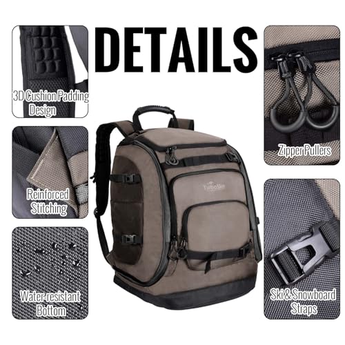 image for TurboSke Ski Boot Bag Backpack - 65L Waterproof Skiing Snowboarding Tr
