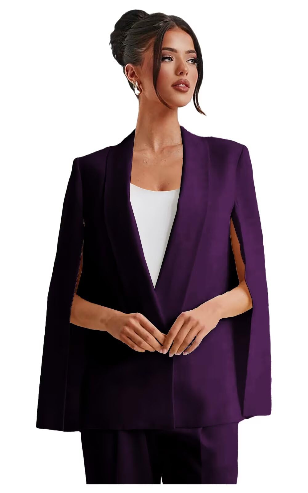 Formal Pant Suits for Women Dressy Split Sleeve Open Front Suits for Women Wide Leg Shawl Lapel Womens