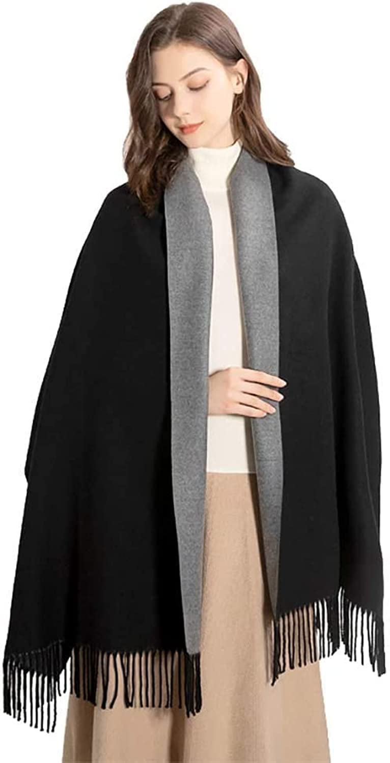 SKY CashmereScarf Women Oversized Pashmina Large Warm Shawls Wraps 2 Tone Solid Color for Autumn Winter 78"x27"