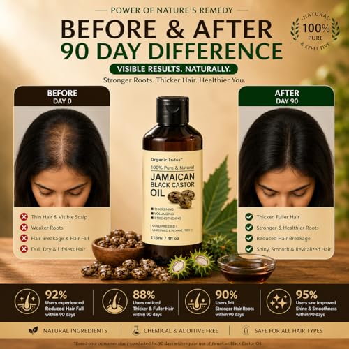 Image of Pure Jamaican Black Castor Oil (Ricinus communis /Arandi Oil) for Hair Growth, Eyelash and Eyebrow Care | Pure, Unrefined & Hexane Free | Glass Bottle 10ml