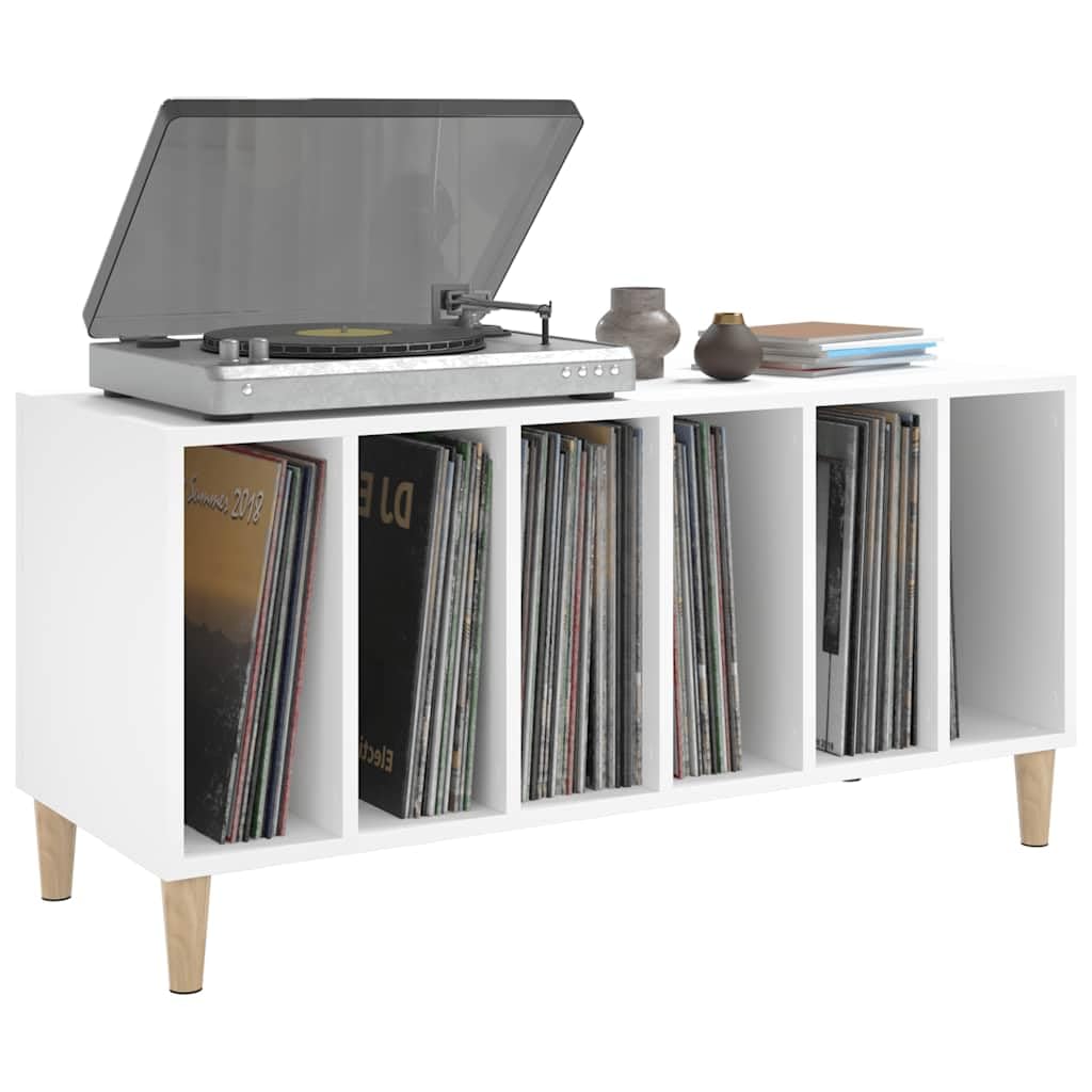 Générique Armadio a dischi in vinile bianco 100 x 38 x 48 cm in legno di ingegneria, mobile portaoggetti per LP con piano robusto per giradischi, ideale come mobile TV o armadio laterale.