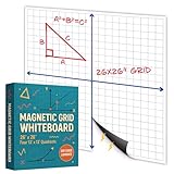 Houseables Magnetic Grid Whiteboard, Dry Erase Grid, Magnetic Graph Paper for Whiteboard, 26”x26”, White, Laminated, Dry Erase Graph Board, XY Coordinate Lines, Math Graphing, Coordinate Plane, School