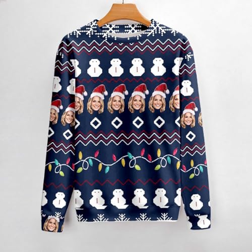 Ugly Christmas Sweaters With Face Print Funny Custom Sweatshirt For Men Women Personalized Red Green Couples Xmas Sweater3