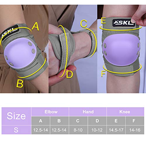 SKL Knee Pads for Kids, Elbow and Knee Pads Kids 6-13, Toddler 3 in 1 Protective Gear Set with Wrist Guards, Adjustable Strap for Skating Scooter Bike Riding Skateboard Cycling Rollerblading