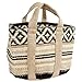 MACOSA HOME VM030136 Korbtasche Boho 37 x 43 cm Beige Schwarz Tasche Korb Einkaufskorb bunt Strandkorb Strandtasche Tragekorb Shopper Sommer Einkaufstasche, M