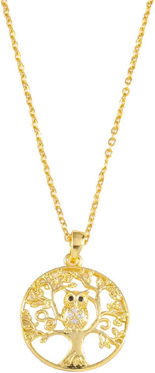 Gold Owl Necklace for Women Cute Tree of Life Pendant Necklace Vintage Bird Tree Crystal Choker Chain Necklace Mother's Day Jewelry Present