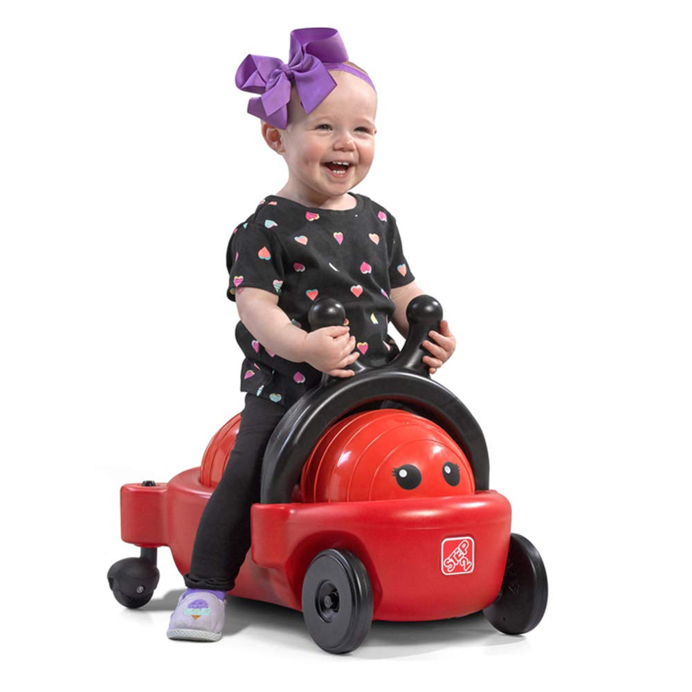 Step2 Bouncy Buggy Rutscher Marienkäfer | Spielzeug Fahrzeug & Hüpfball 2-in-1 in Rot & Schwarz | Kinderfahrzeug / Rutscherauto ab 2 Jahre
