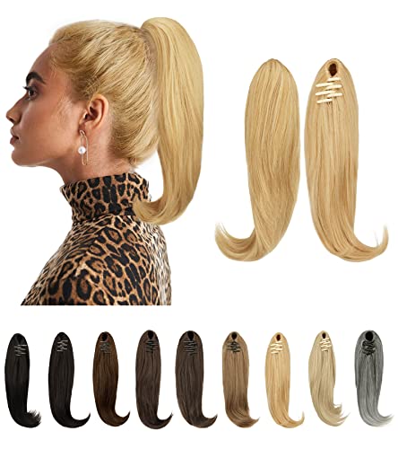 FESHFEN Ponytail Hair Extensions 12 inch Claw Clip in Ponytail Hairpieces for Women Short Pony Tail Synthetic Natural Looking Ponytails Hair Pieces for Daily Use